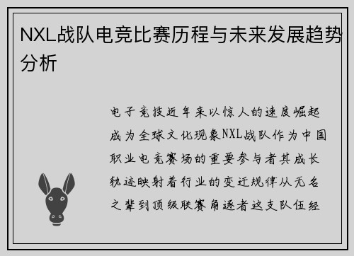 NXL战队电竞比赛历程与未来发展趋势分析